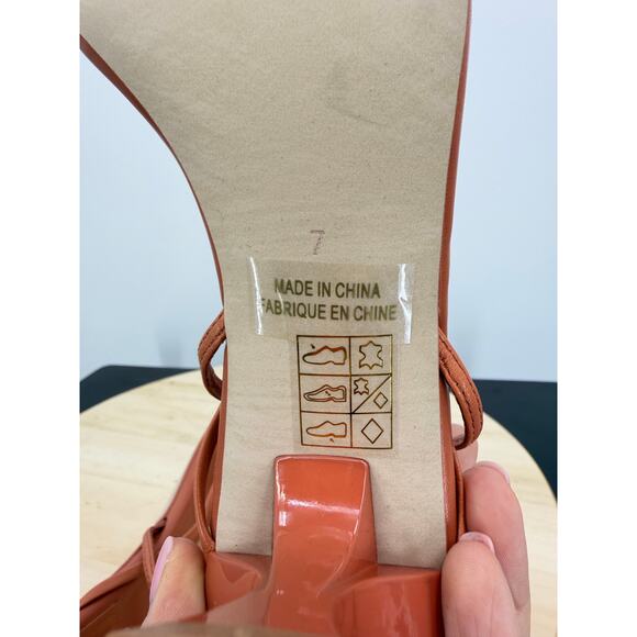 Jeffrey Campbell Fluxx Kitten Heels Sandals Size 7 in Coral Leather Strapy Sexy - Picture 10 of 11